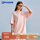FILA  FUSION斐樂章昊同款潮牌情侶款短袖衫2025夏新款男女涼感T恤 綺水粉-LP S 165/88A/S