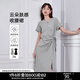 初語設計感小眾開叉連衣裙女2024夏季新款蝴蝶結(jié)收腰T恤裙中長裙 借題發(fā)灰8329025 L