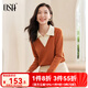 歐莎（OSA）知性假兩件Polo領(lǐng)針織衫女疊穿內(nèi)搭毛衣上衣高智感穿搭2025秋新款 橙色 M