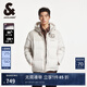 杰克·瓊斯（JACK&JONES）男裝冬季拼接設計毛圈貼布寬松抽繩連帽羽絨服外套男款224412012 白帽灰A03 S 170
