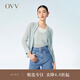 OVV2023春夏新款女裝微透亞麻珠片舒適棒球服款式針織開衫外套 淺藍（凈色）11 M