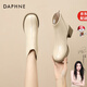 達芙妮（DAPHNE）馬丁靴瘦瘦靴女2025年新款秋冬百搭粗跟圓頭英倫風(fēng)時裝靴女 米白色 (跟高5厘米) 37 標準碼
