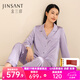 金三塔真絲睡衣女100%桑蠶絲外穿涼感兩件套睡褲居家服七夕禮物 19姆米郁金香紫 XL