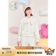 紫涵（ZIHAN）【奶噗噗聯(lián)名】紫涵字母刺繡短款連帽衛(wèi)衣女2024冬季新款寬松上衣 米金 S