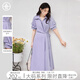 對(duì)白【AN大碼系列】圍裹式溫柔紫色連衣裙夏季微胖mm收腰顯瘦茶歇裙子 木槿紫 L