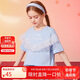 ASK JUNIOR女童短袖T恤2025夏中大童網(wǎng)紗字母印花打底衫 藍(lán)色 160