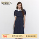 SCOFIELD優(yōu)雅氣質(zhì)復(fù)古波點(diǎn)印花百褶中長(zhǎng)連衣裙女裝夏季新款 藏青色（爆款加單） L 170