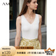 AMII2024年秋新款百搭基礎(chǔ)款V領(lǐng)坑條針織吊帶背心女內(nèi)搭打底上衣 米白 165/88A/L