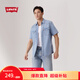 Levi's李維斯25年春夏新款男士復古美式時尚簡約休閑短袖牛仔襯衫 淺藍色 M