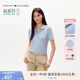 TOMMY HILFIGER【輕柔感】25夏季女珠地網(wǎng)眼商務(wù)純色短袖T恤/條紋鑲邊翻領(lǐng)POLO 【活力亮色】藍(lán)色CYR M