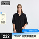 英克斯（inxx）APYD基礎(chǔ)簡約純色短袖襯衫男女同款夏新品上衣APE2040681 黑色 S
