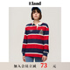 ELAND衣戀長袖T恤女條紋polo領(lǐng)毛衣寬松學(xué)院風(fēng)上衣春秋款 紅色(20)Red M 165