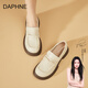 達(dá)芙妮DAPHNE厚底增高5.5CM樂福鞋女2025春秋新款套腳單鞋英倫風(fēng)小皮鞋 米白色 37