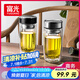 富光雙層玻璃杯 高硼硅玻璃泡茶杯 大容量帶茶隔水杯商務杯子男590ml