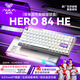 狼蛛（AULA）HERO 84HE磁軸鍵盤RT電競(jìng)游戲75配列客制化機(jī)械有線RGB霓虹燈箱五層填充網(wǎng)頁(yè)驅(qū)動(dòng)無(wú)畏契約8K回報(bào)率 白紫雙拼正刻【黑皇磁軸】-鋁合金定位板