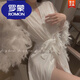 羅蒙（ROMON）品牌晨袍女新娘純欲名媛法式羽毛冰絲性感超仙大碼超長拖尾睡袍家 8888 羽毛仙女睡袍 S