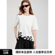 ELLE法式摩登不規(guī)則印花圓領(lǐng)T恤女2025夏新款設(shè)計(jì)感寬松短袖上衣 白色 L