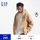 Gap男女裝毛氈布logo仿羊羔絨連帽衛(wèi)衣外套609272 卡其色 175/96A(L) 亞洲尺碼