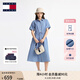 TOMMY JEANS【復(fù)古文藝風】25夏季女純棉收腰寬松牛仔連衣裙長裙20374 牛仔藍1A4 S (推薦:95-110斤)