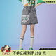 LALABOBO【商場款】松緊高腰牛仔半身裙女減齡百搭純棉短裙潮L22B-WXZQ14 黑牛仔 S