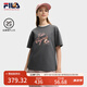 FILA 斐樂官方女裝針織短袖t2025夏季新款小狐貍刺繡休閑純棉T恤 默魅灰-DY XL 175/92A/XL