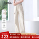 百圖betu女裝2025夏季新款休閑褲假日工裝褲可調(diào)節(jié)褲腳褲子女2505X02 杏色 L