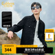 卡賓（CABBEEN）【麂皮絨】老花燒花夾克男2024秋季新款翻領(lǐng)外套潮牌時(shí)尚高級 煤黑色01 L /175/50