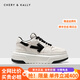 CHERY KALLY【沈夢辰同款】女鞋子厚底小白鞋女士2025夏季新款百搭休閑板鞋女 白黑色 White black 35