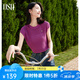 歐莎（OSA）鏤空肌理感無袖坑條短袖針織衫女2025年夏季新款輕薄T恤顯瘦上衣 玫紅色 M