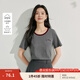茵曼（INMAN）休閑拼色圓領(lǐng)刺繡T恤2025夏季女裝新款通勤百搭套頭短袖上衣 深花灰 M