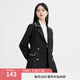 秋水伊人風(fēng)衣大翻領(lǐng)復(fù)式腰封收腰氣質(zhì)英倫風(fēng)設(shè)計感風(fēng)衣外套中長款 黑色 S