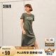 森馬連衣裙女復(fù)古休閑中長裙春夏心機(jī)字母開叉T恤裙101324114026