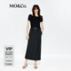 MO&Co.連衣裙UPF40+防曬2025夏新品假兩件小黑裙附腰帶高腰MBE2DRS043 黑色 S
