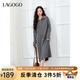 lagogo【抗起球】半拉鏈針織連衣裙女拉谷谷2024年冬新款中長(zhǎng)裙 灰色 L (165)