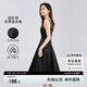 尚都比拉優(yōu)雅連衣裙女夏天時(shí)尚通勤風(fēng)收腰小個(gè)子中長(zhǎng)款A(yù)字背帶裙 黑色 S