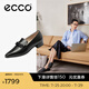 愛步（ECCO）穆勒鞋女 尖頭單鞋淺口粗跟皮鞋 型塑214243 黑色21424301001（羊皮革） 37
