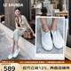 萊爾斯丹【美洋沈夢(mèng)辰同款】春夏新款休閑真皮厚底女鞋漁夫小白單鞋39301 米白色 OWL 37