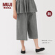 無(wú)印良品（MUJI）女式 泡泡紗 輕便七分褲褲子女款25年秋季新品寬松闊腿褲BE1Z8A5A 黑色格紋 L (165/70A)
