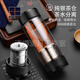 杯子玻璃杯純銀水杯茶杯高硼硅玻璃水杯男士茶水分離紫砂泡茶茶杯 (純銀茶倉年年有余)典雅黑