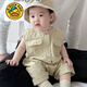 G.DUCKKIDS嬰兒連體衣男寶寶2025新款夏裝嬰兒夏季工裝背帶褲可愛包屁哈衣外 卡其色工裝無袖雙兜小熊連體 73cm 73