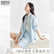 對(duì)白簡(jiǎn)約隨性休閑套裝女2025春夏季新款長(zhǎng)袖襯衫短褲小個(gè)子兩件套 海鹽藍(lán) XL