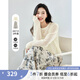 梵希蔓高級感亞麻套裝女2025年春秋季別致上衣碎花半裙氣質(zhì)三件套 16668 杏色 M