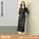 顏域碎花連衣裙女夏裝2025新款收腰顯瘦高腰過(guò)膝長(zhǎng)裙氣質(zhì)復(fù)古裙子 黑白點(diǎn) 2XL