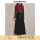 MAXRIENY浪漫復(fù)古感A字絲絨半裙法式赫本風(fēng)高腰長裙修身 黑色 M