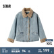 森馬（Semir）牛仔棉服女拼接毛領(lǐng)美式復(fù)古2024冬寬松毛邊夾克街頭潮流 牛仔淺中藍(lán)88601 XXL 175/96A