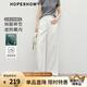 紅袖天絲棉休閑褲2025夏季新款女裝氣質(zhì)壓褶顯瘦質(zhì)感寬松百搭闊腿長褲 本白001 L