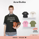Acne Studios【七夕禮贈(zèng)】 經(jīng)典款 男女同款 徽標(biāo)印花做舊1996短袖T恤CL0196 褪色黑色 XS
