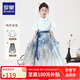 羅蒙女童馬面裙?jié)h服國(guó)風(fēng)新中式兒童套裝畢業(yè)演出服 天青色 套裝  150