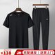 李寧運(yùn)動(dòng)套裝男士夏季速干輕薄款爸短袖t恤休閑正品透氣長(zhǎng)褲冰絲服飾 標(biāo)準(zhǔn)黑【冰絲兩件套】 束腳褲 XL /180(建議150斤-160斤)