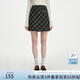 范思藍(lán)恩復(fù)古學(xué)院風(fēng)格子毛呢半身裙女秋冬季2024新款a字裙子14367 黑灰格 M
